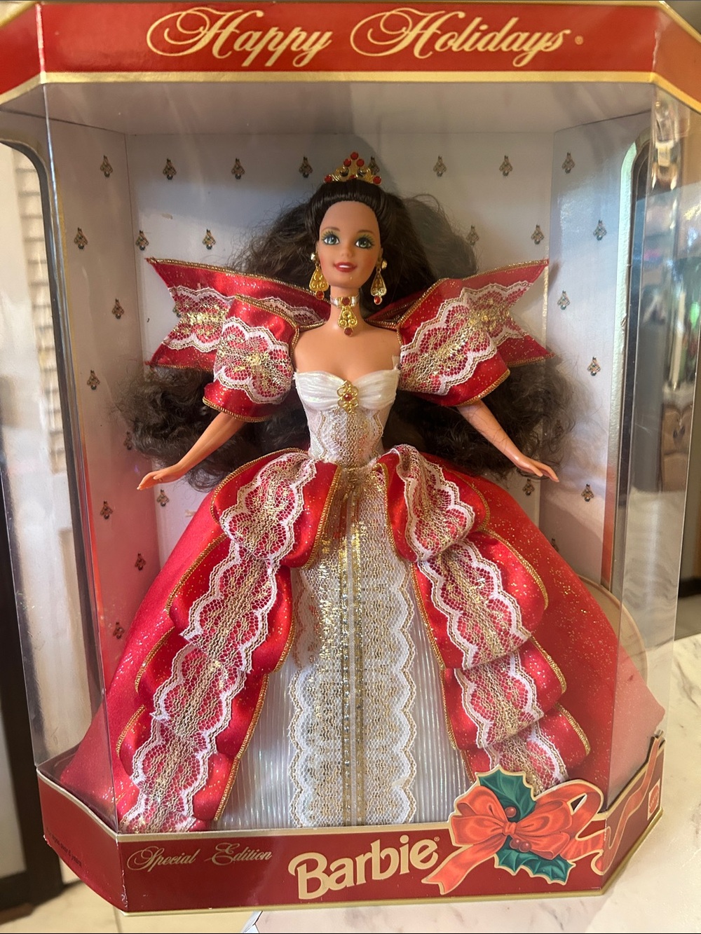 Barbie Red, White and Gold Happy Holidays Collector Doll
